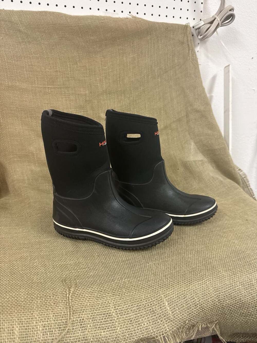 HISEA Kids Seamless Neoprene Waterproof Rain Boots Black Size 6